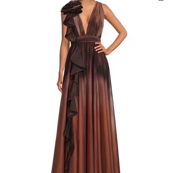 Muse Dresses & Skirts - Muse by Marchesa Lily Organza Ombré Cascading Ruffles V-Neck Gown